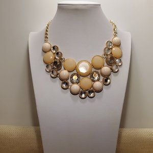 New York & Company Peachy Pink Beaded Bib Necklace